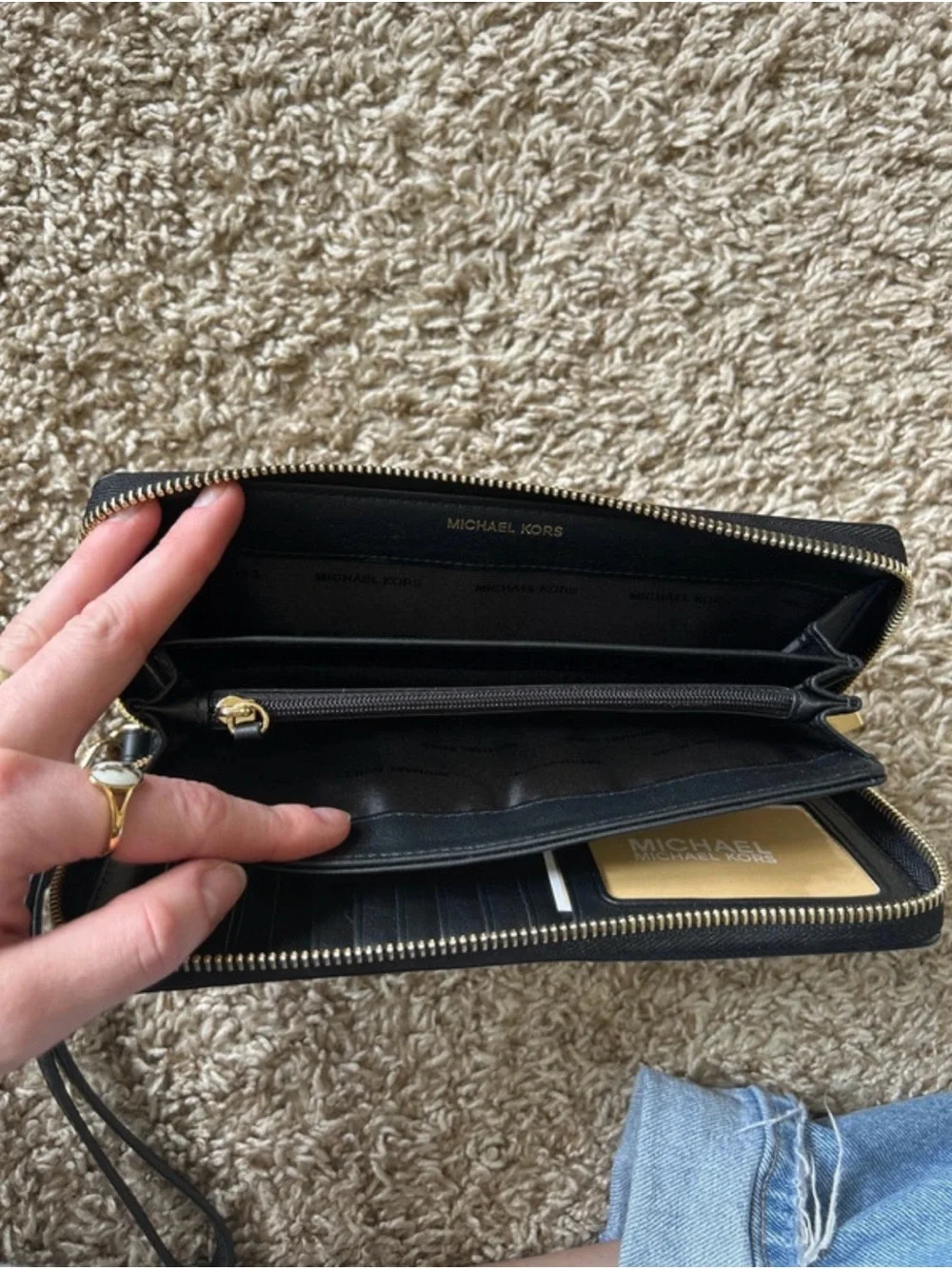 Michael Kors Black Wristlet Wallet with Pink Floral Print - Picture 6 of 10